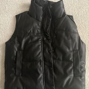 Oversized faux leather Puffer Vest